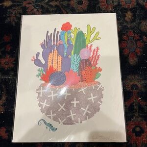 Colorful Cactus Planter Art Print - Vibrant Desert Succulents